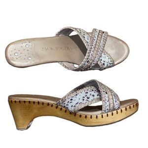 JACK ROGERS TAN HEELED SANDALS SIZE 8M